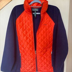 Ralph Lauren Orange and Navy Fleece & Quilted Women's Plus Jacket - 2X